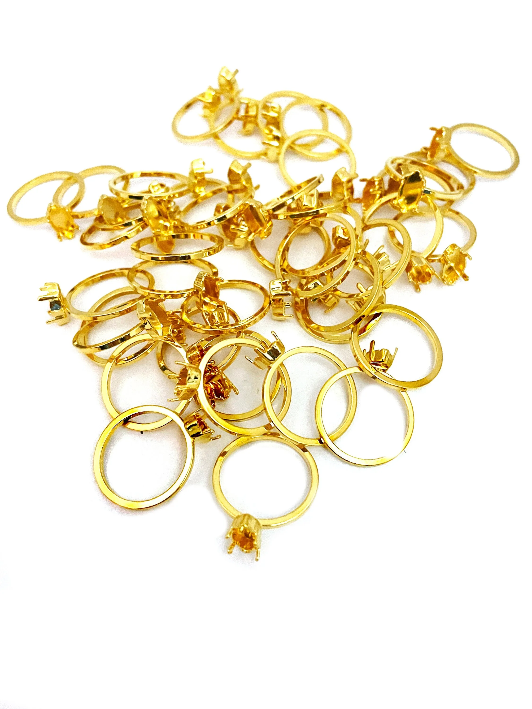 10 pieces Size 6 Gold Plated Ring Base with Navette Setting for 10x5mm