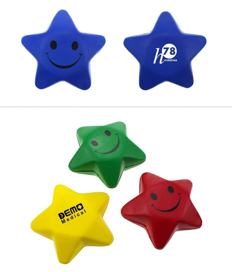 10 Smiley Five-Pointed Star Pressure Balls