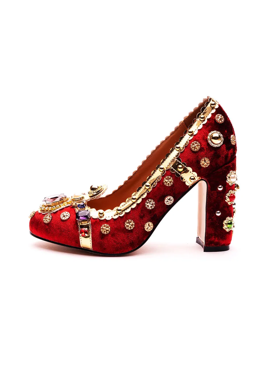 10CM Luxury Pearls And Diamonds Chunky Heels Retro Shoes