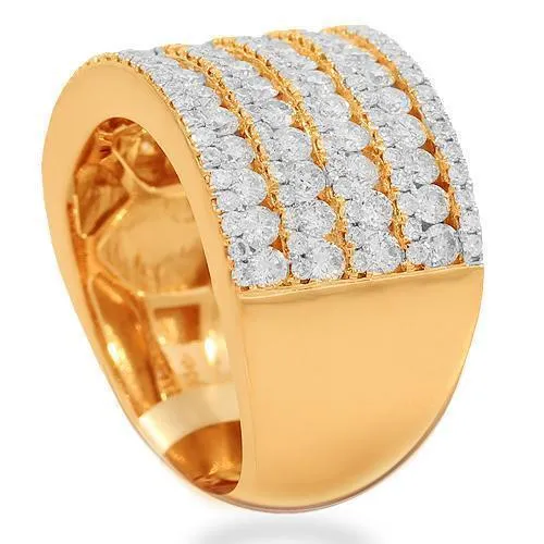 14K Solid Rose Gold Womens Diamond Cocktail Ring 2.10 Ctw