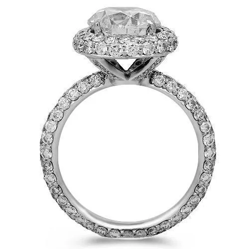14K Solid White Gold Diamond Engagement Ring 4.42 Ctw