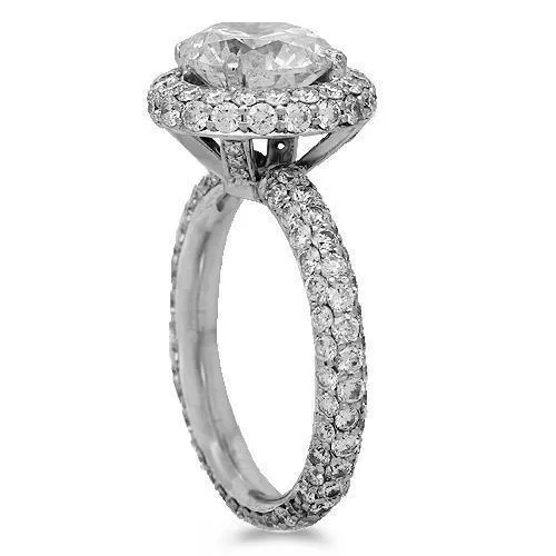 14K Solid White Gold Diamond Engagement Ring 4.42 Ctw
