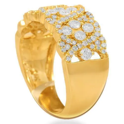14K Solid Yellow Gold Womens Diamond Cocktail Ring 1.25 Ctw
