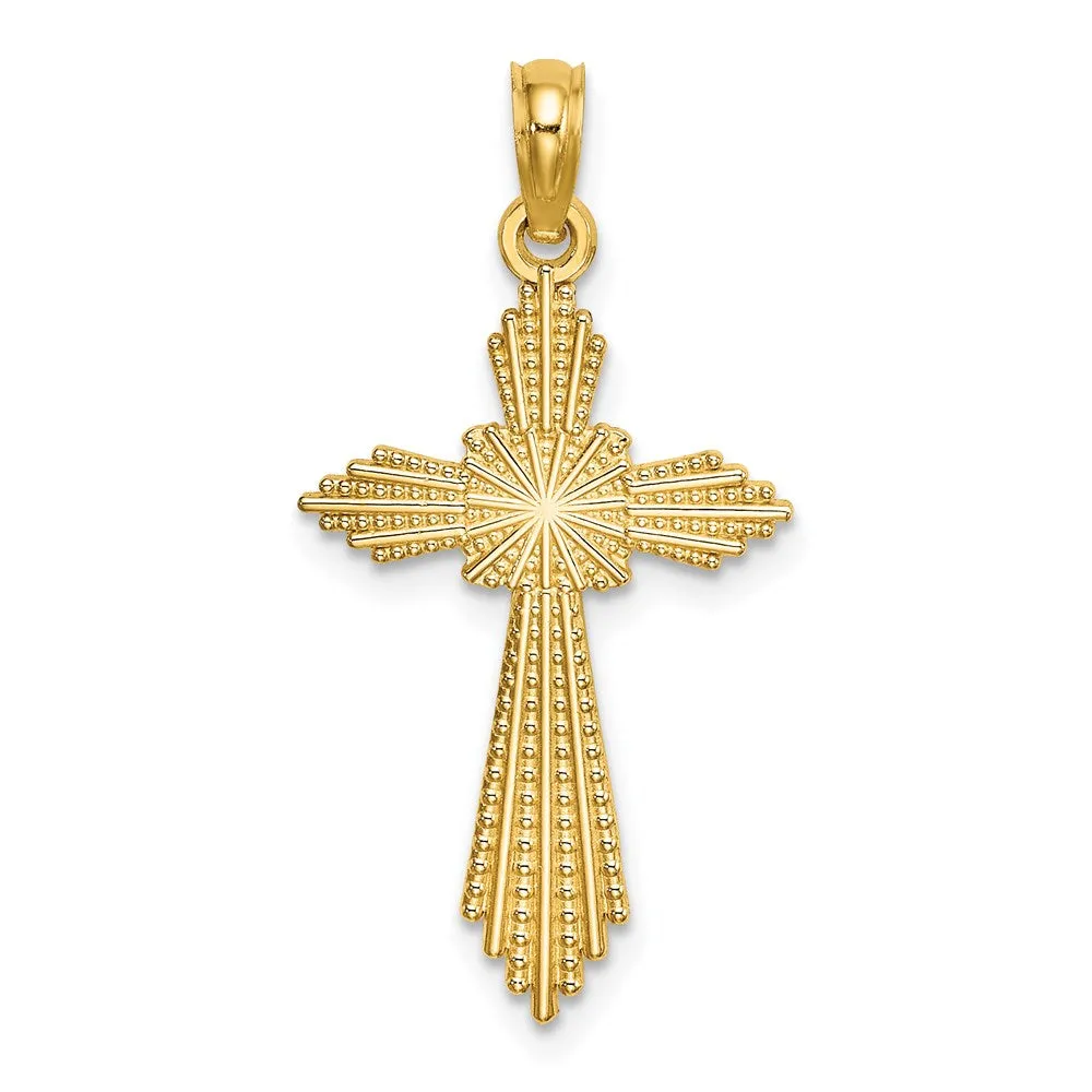 14K w/ Pointed Ends Fancy Cross Charm