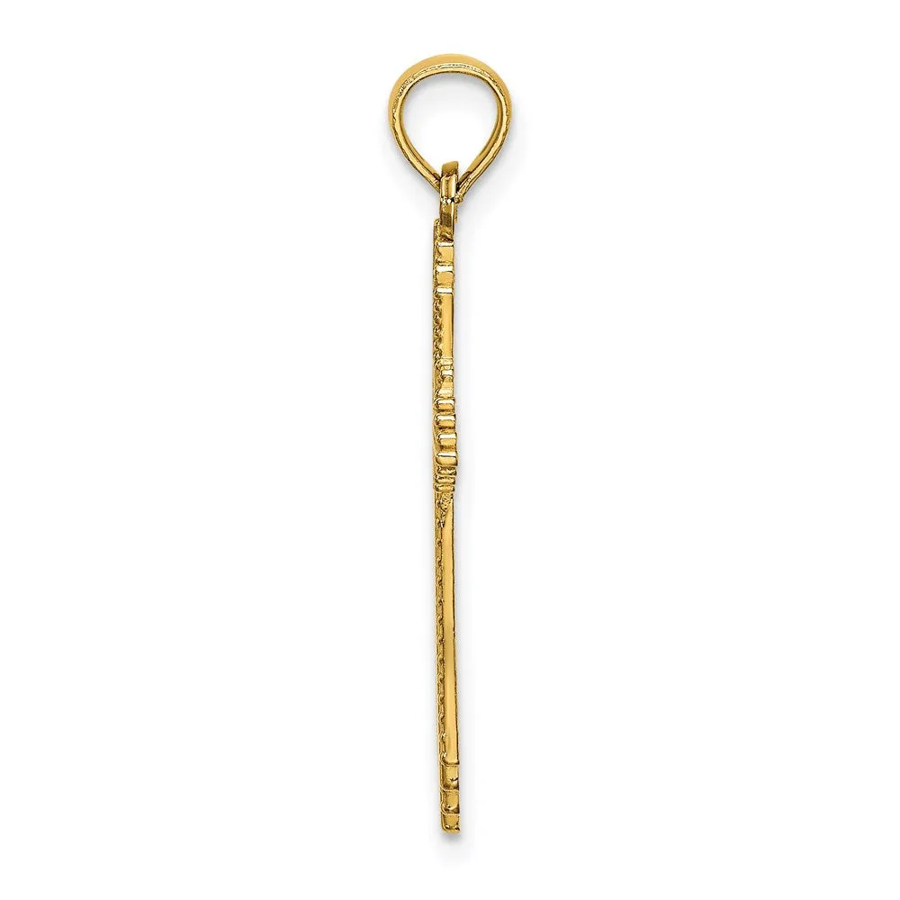 14K w/ Pointed Ends Fancy Cross Charm