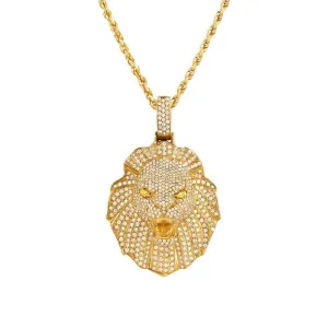 14k Yellow Gold Diamond Lion Pendant 5.50 Ctw