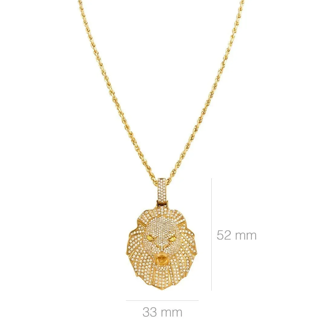 14k Yellow Gold Diamond Lion Pendant 5.50 Ctw