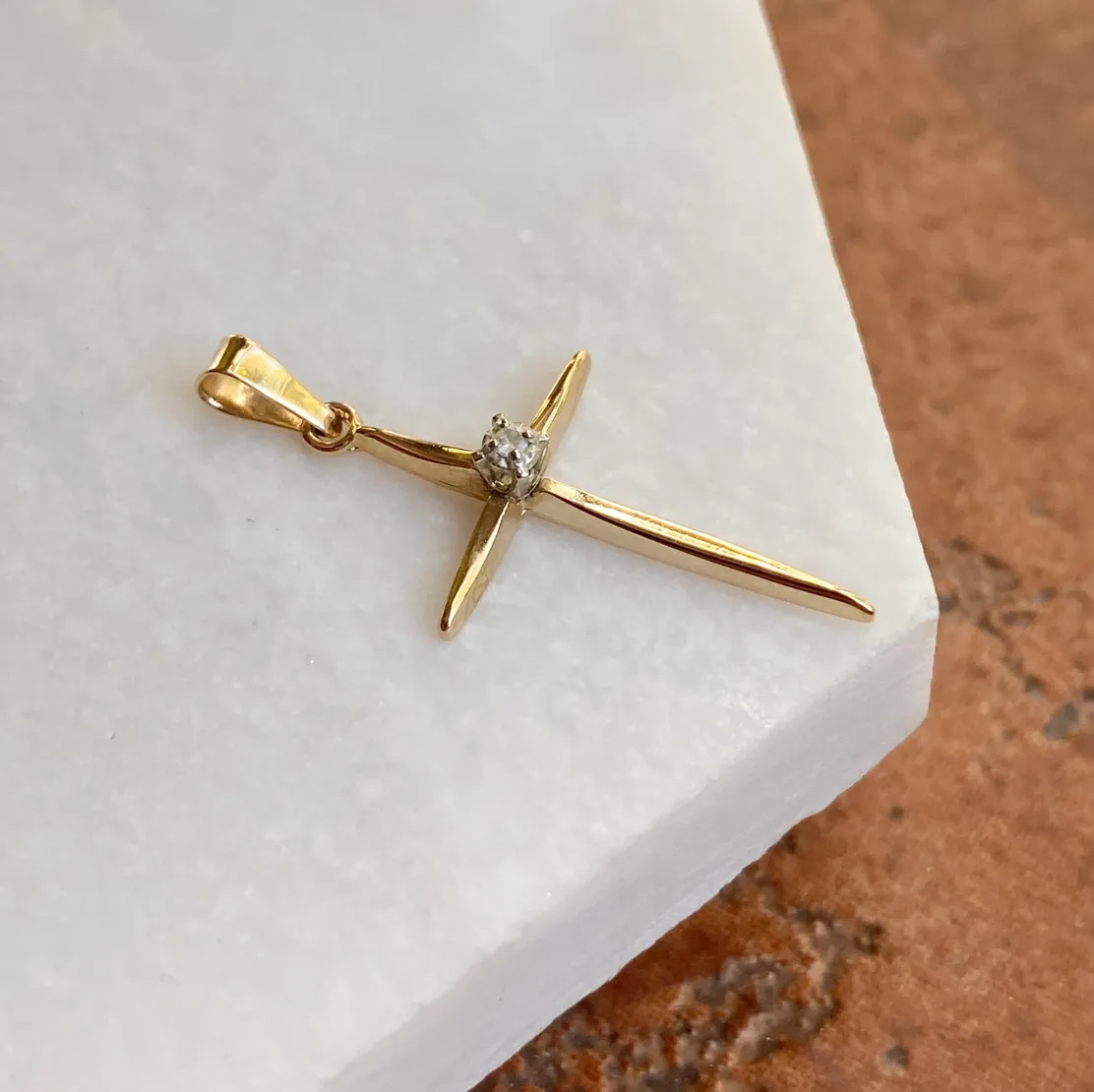 14KT Yellow Gold Diamond Passion Cross Pendant