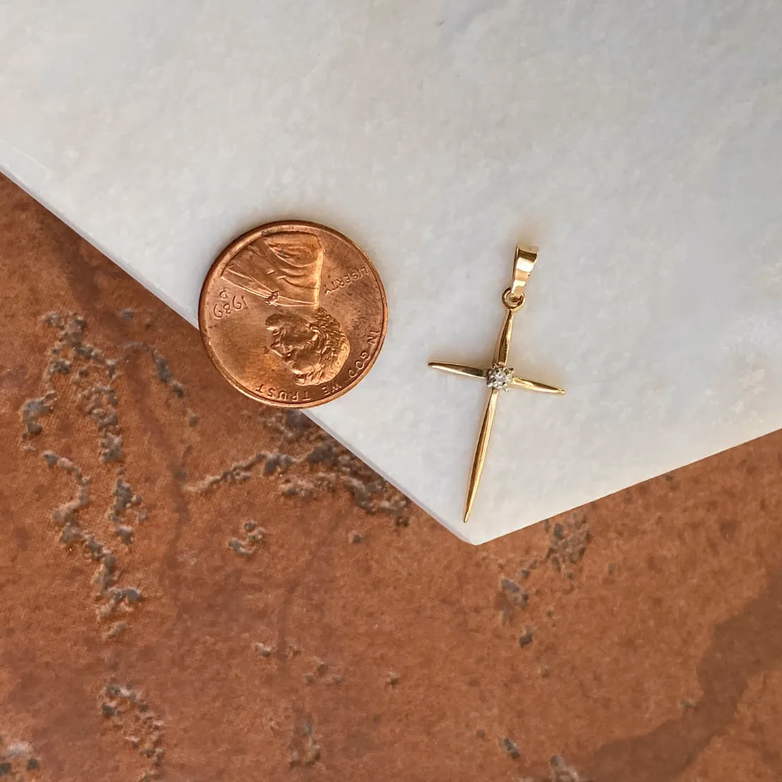 14KT Yellow Gold Diamond Passion Cross Pendant