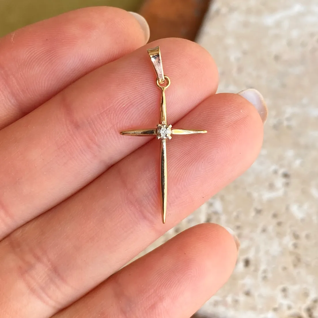 14KT Yellow Gold Diamond Passion Cross Pendant