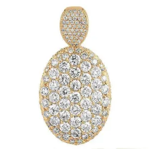 18K Rose Solid Gold Diamond Custom Made Oval Pendant 7.50 Ctw