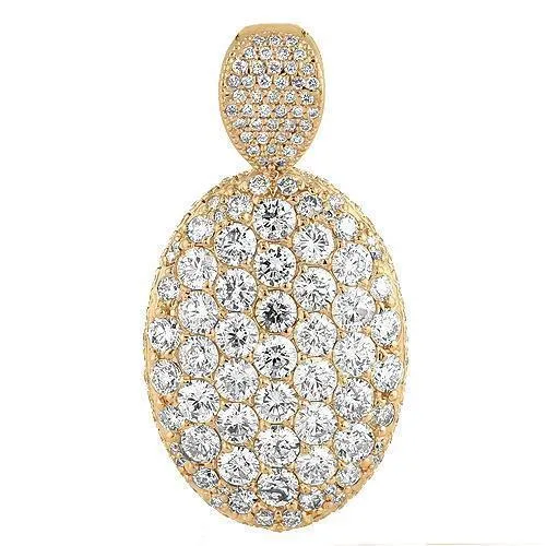 18K Rose Solid Gold Diamond Custom Made Oval Pendant 7.50 Ctw