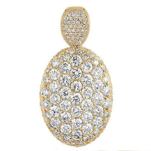 18K Rose Solid Gold Diamond Custom Made Oval Pendant 7.50 Ctw