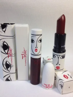 2 BNIB MAC Toledo Collection Sin Lipstick (matte) & Lipglass w/receipt Deep Red