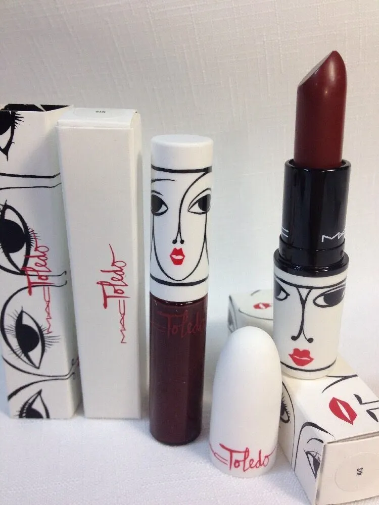 2 BNIB MAC Toledo Collection Sin Lipstick (matte) & Lipglass w/receipt Deep Red