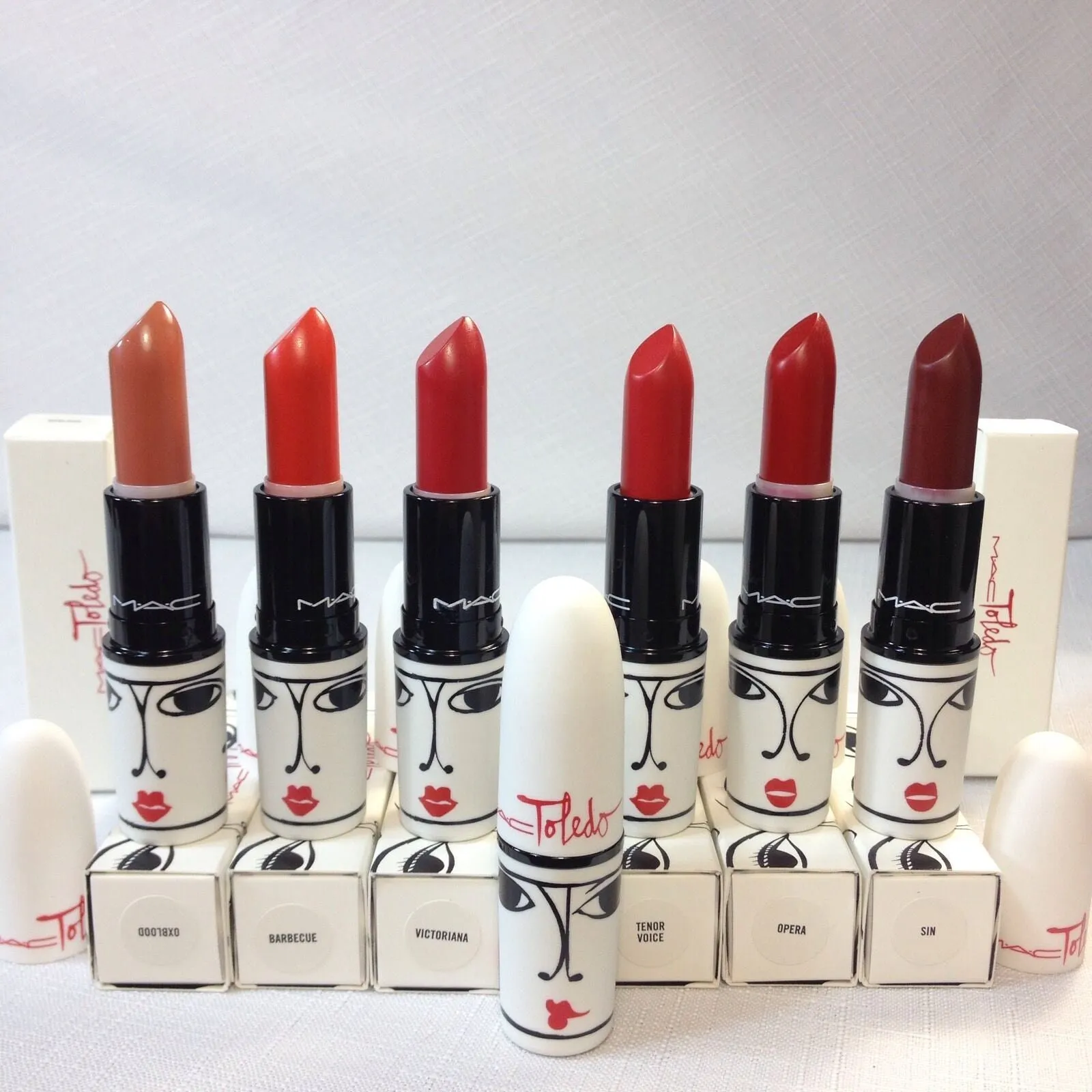 2 BNIB MAC Toledo Collection Sin Lipstick (matte) & Lipglass w/receipt Deep Red