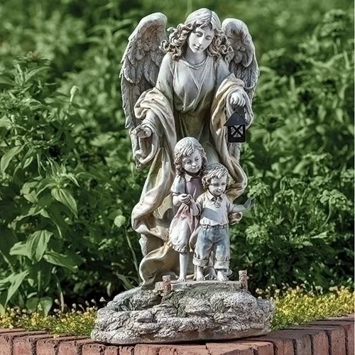 20.5"H Solar Guardian Angel Garden Statue