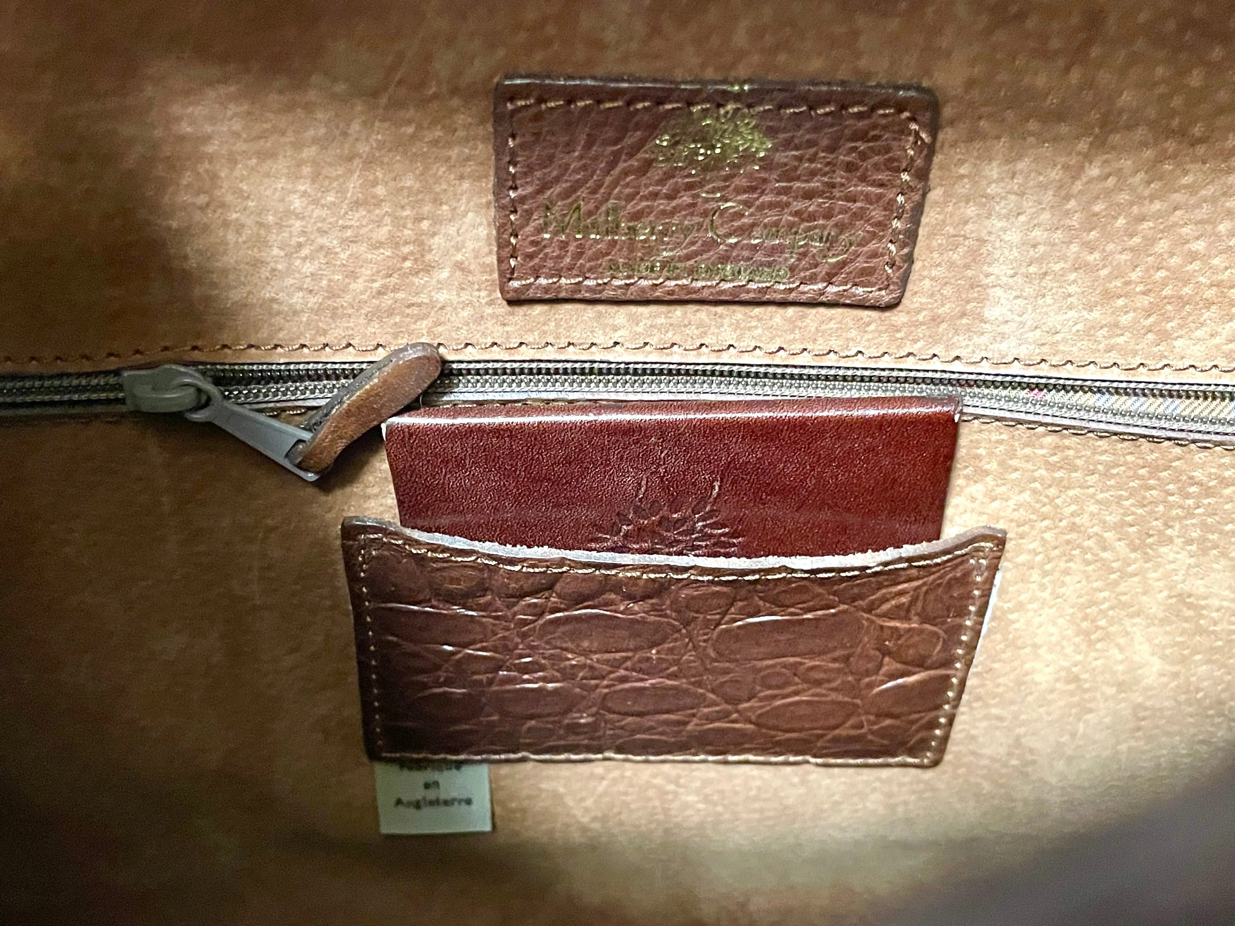 80s Vintage Mulberry croc embossed leather Kelly bag. Rare masterpiece you must get. 061003re1