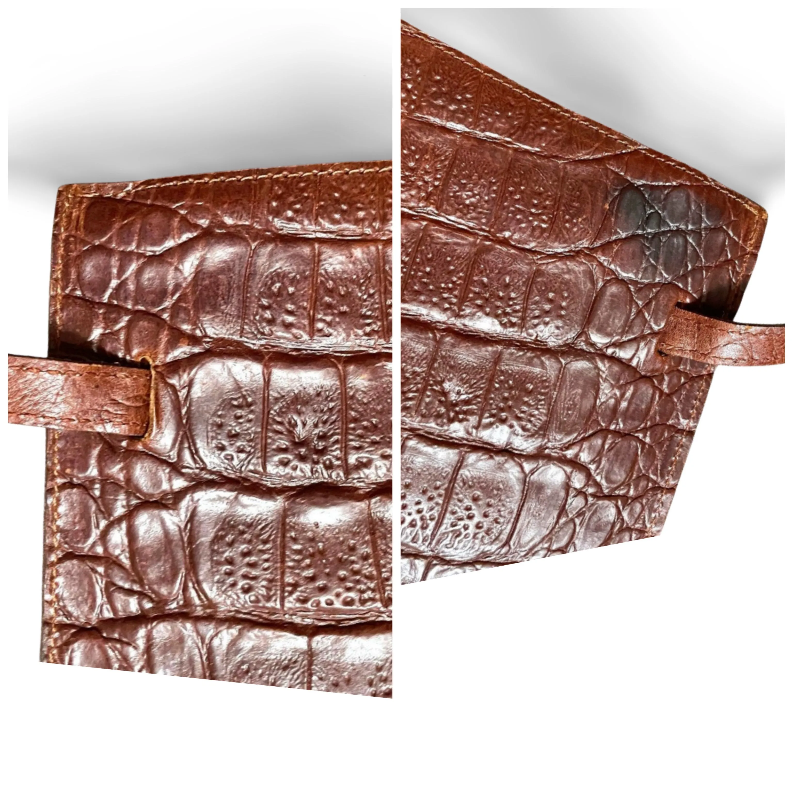 80s Vintage Mulberry croc embossed leather Kelly bag. Rare masterpiece you must get. 061003re1