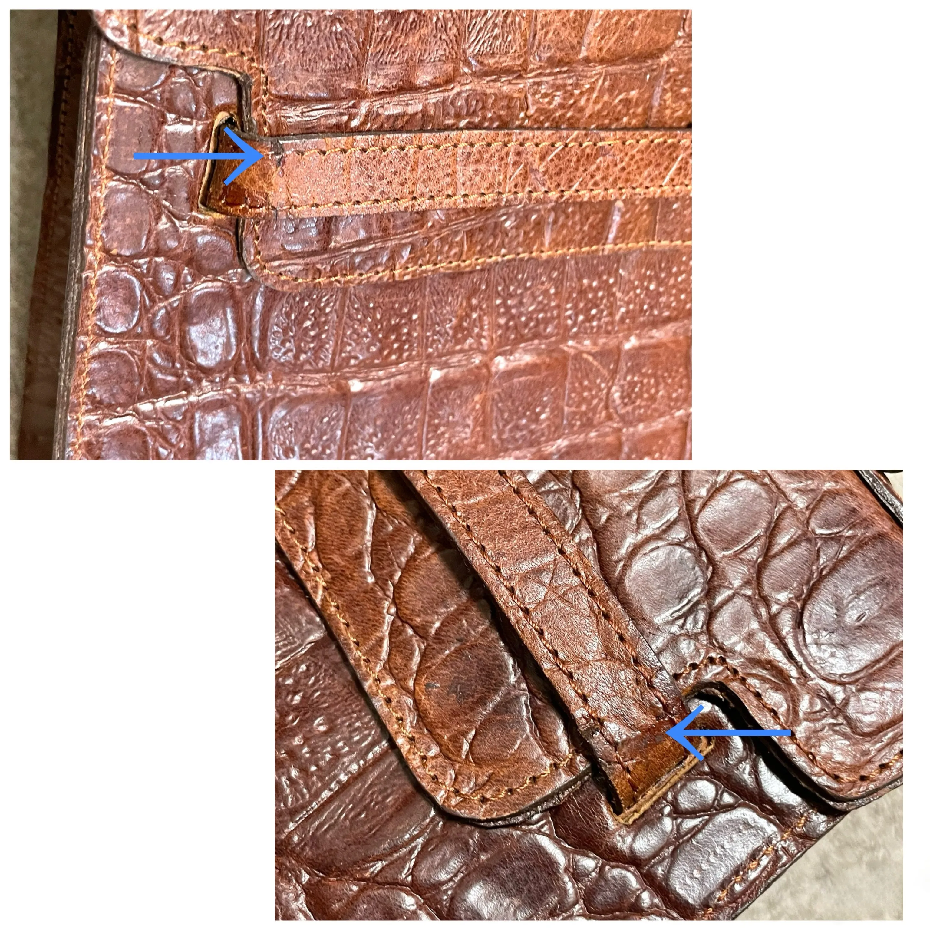 80s Vintage Mulberry croc embossed leather Kelly bag. Rare masterpiece you must get. 061003re1