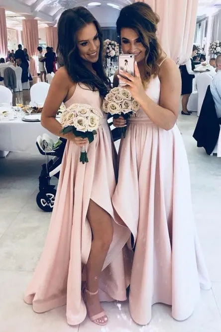 A-Line Spaghetti Straps Floor-Length Bridesmaid Dress with Split OHS075