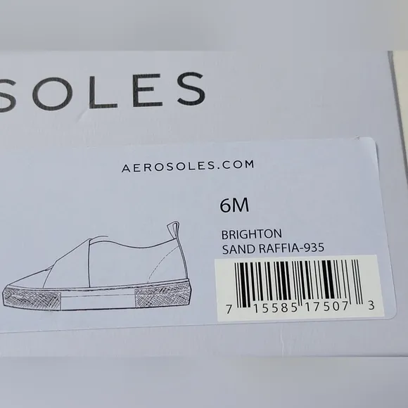 Aerosoles Brighton Sand Raffia Sneaker Slip On Womens Size 6