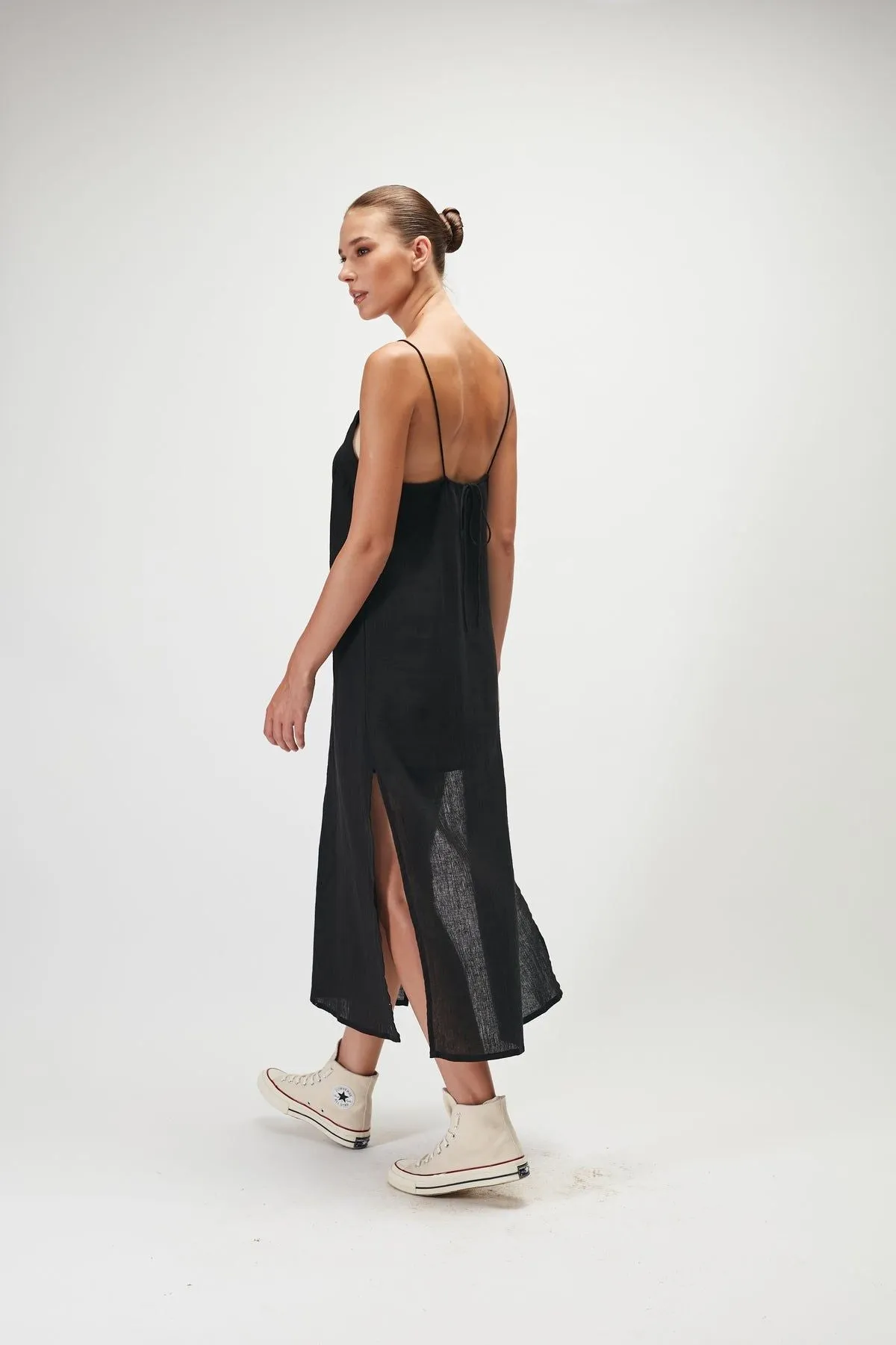 AMALIA SPLIT DRESS - BLACK