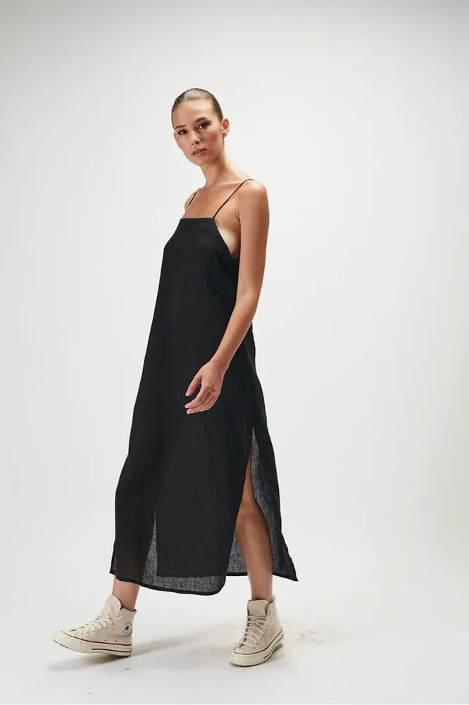 AMALIA SPLIT DRESS - BLACK