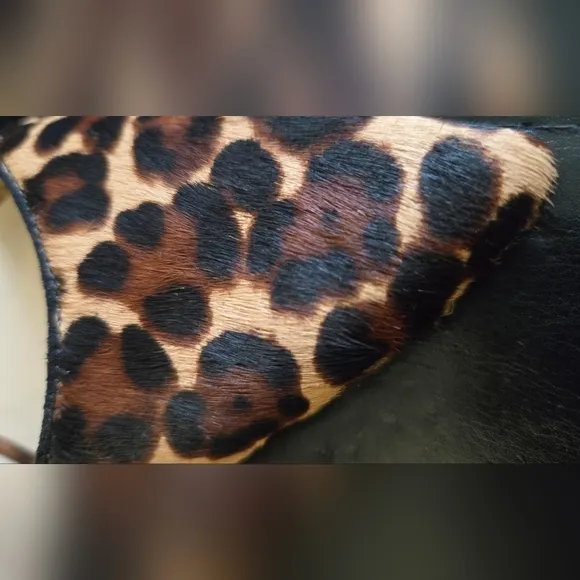 Ann Taylor Leopard Hair on Animal Print Pointed Toe Strappy Stiletto Heels EUC