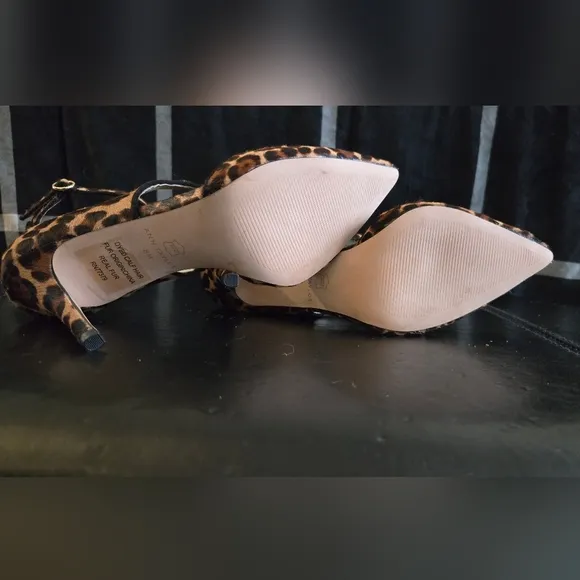 Ann Taylor Leopard Hair on Animal Print Pointed Toe Strappy Stiletto Heels EUC