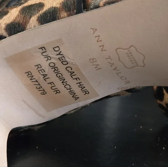 Ann Taylor Leopard Hair on Animal Print Pointed Toe Strappy Stiletto Heels EUC