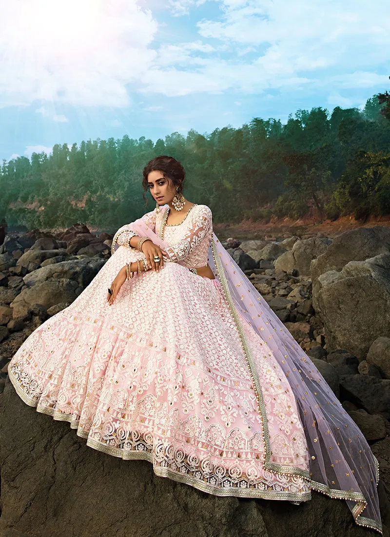 Baby Pink Designer Embroidery Wedding Lehenga Choli