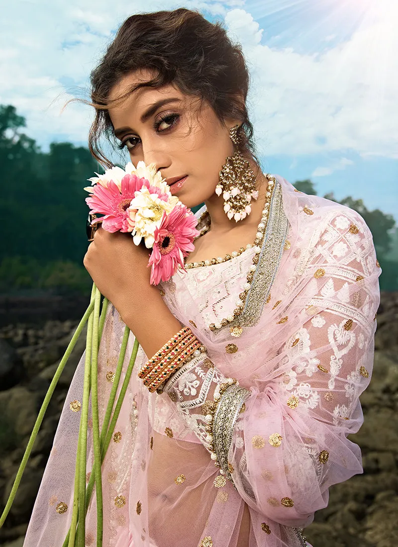 Baby Pink Designer Embroidery Wedding Lehenga Choli