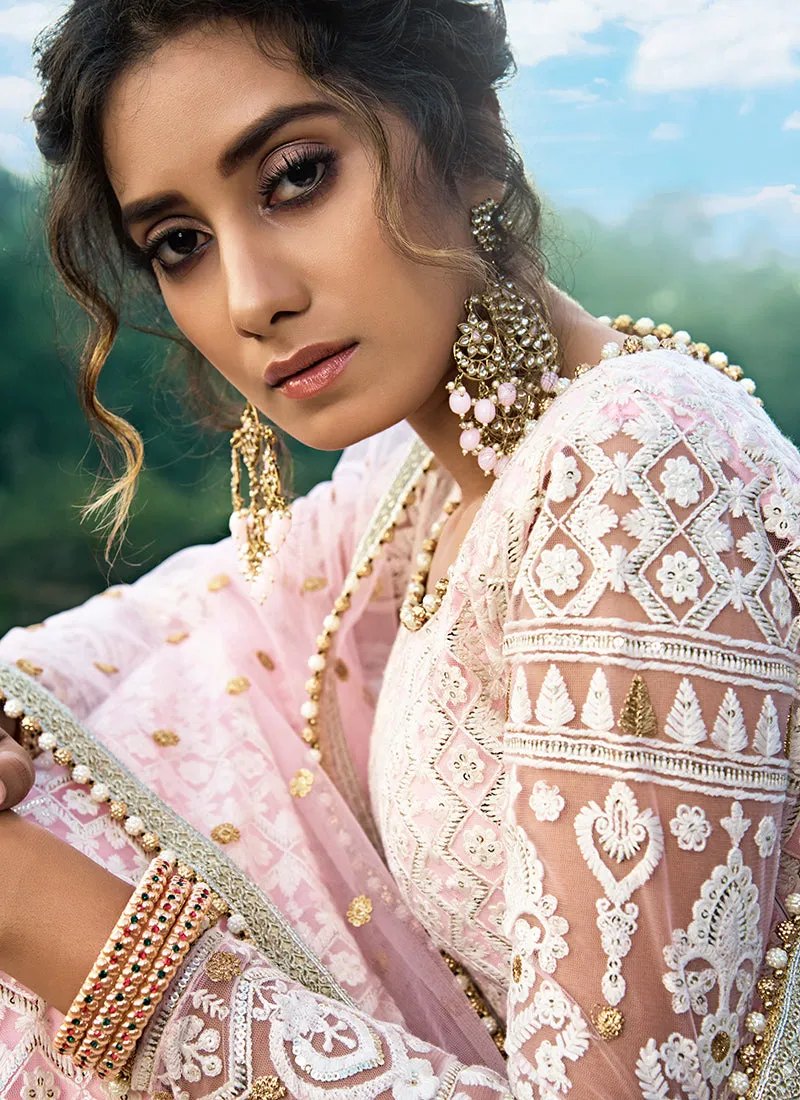Baby Pink Designer Embroidery Wedding Lehenga Choli