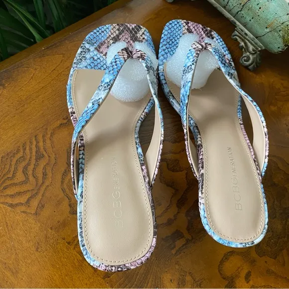BCBGeneration Tabina Snakeskin Sandal Heels