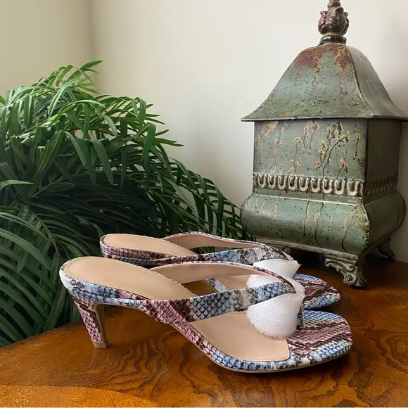 BCBGeneration Tabina Snakeskin Sandal Heels