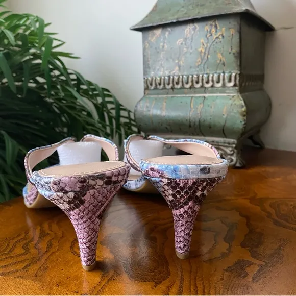 BCBGeneration Tabina Snakeskin Sandal Heels