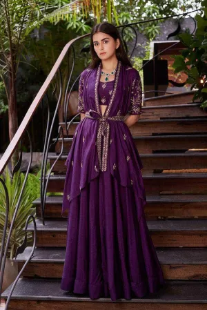 Beautiful Purple Indo-western Georgette Gown