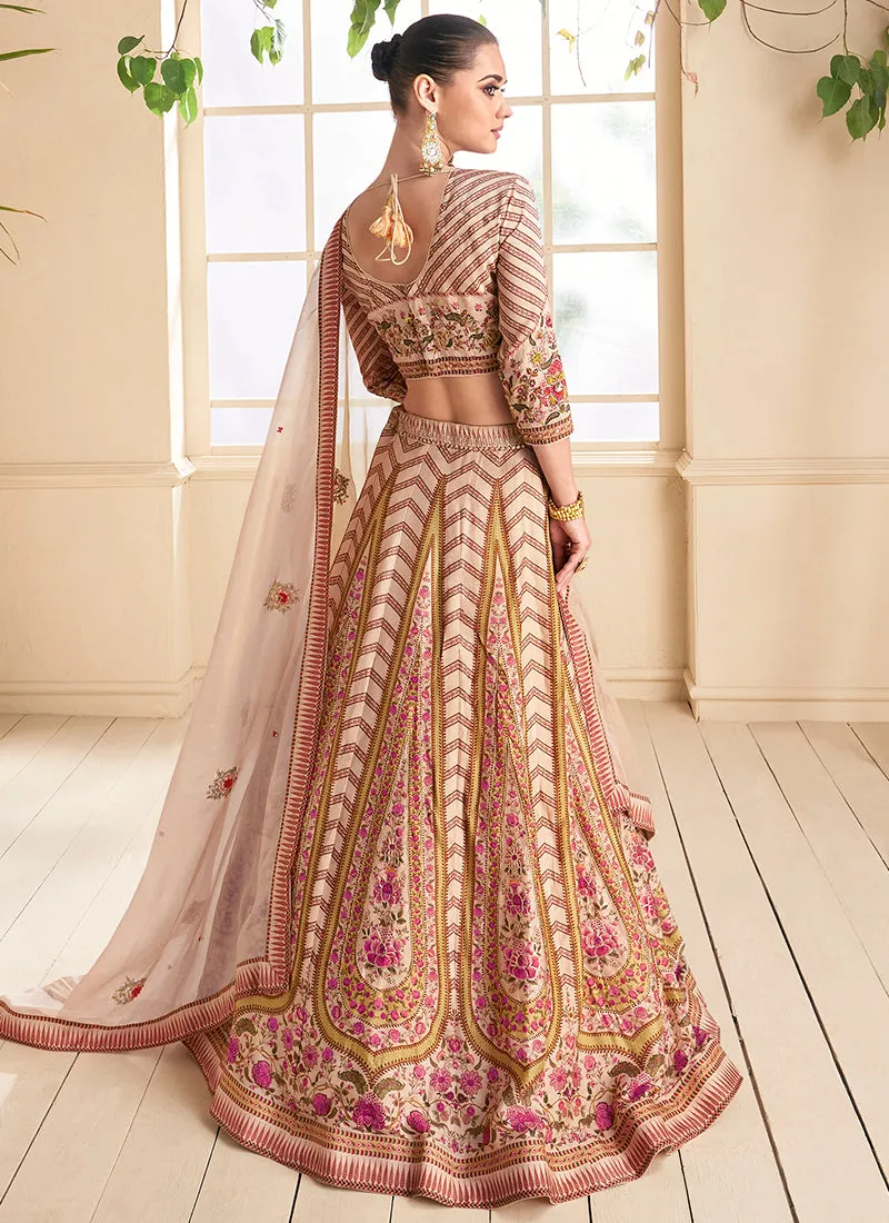 Beige Multi Handwork Embroidery Lehenga Choli