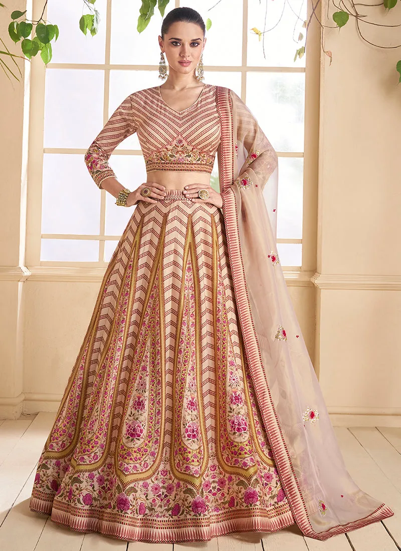 Beige Multi Handwork Embroidery Lehenga Choli