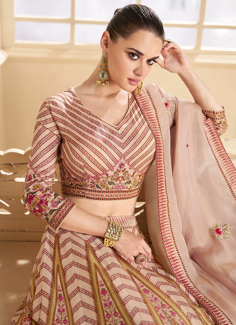 Beige Multi Handwork Embroidery Lehenga Choli