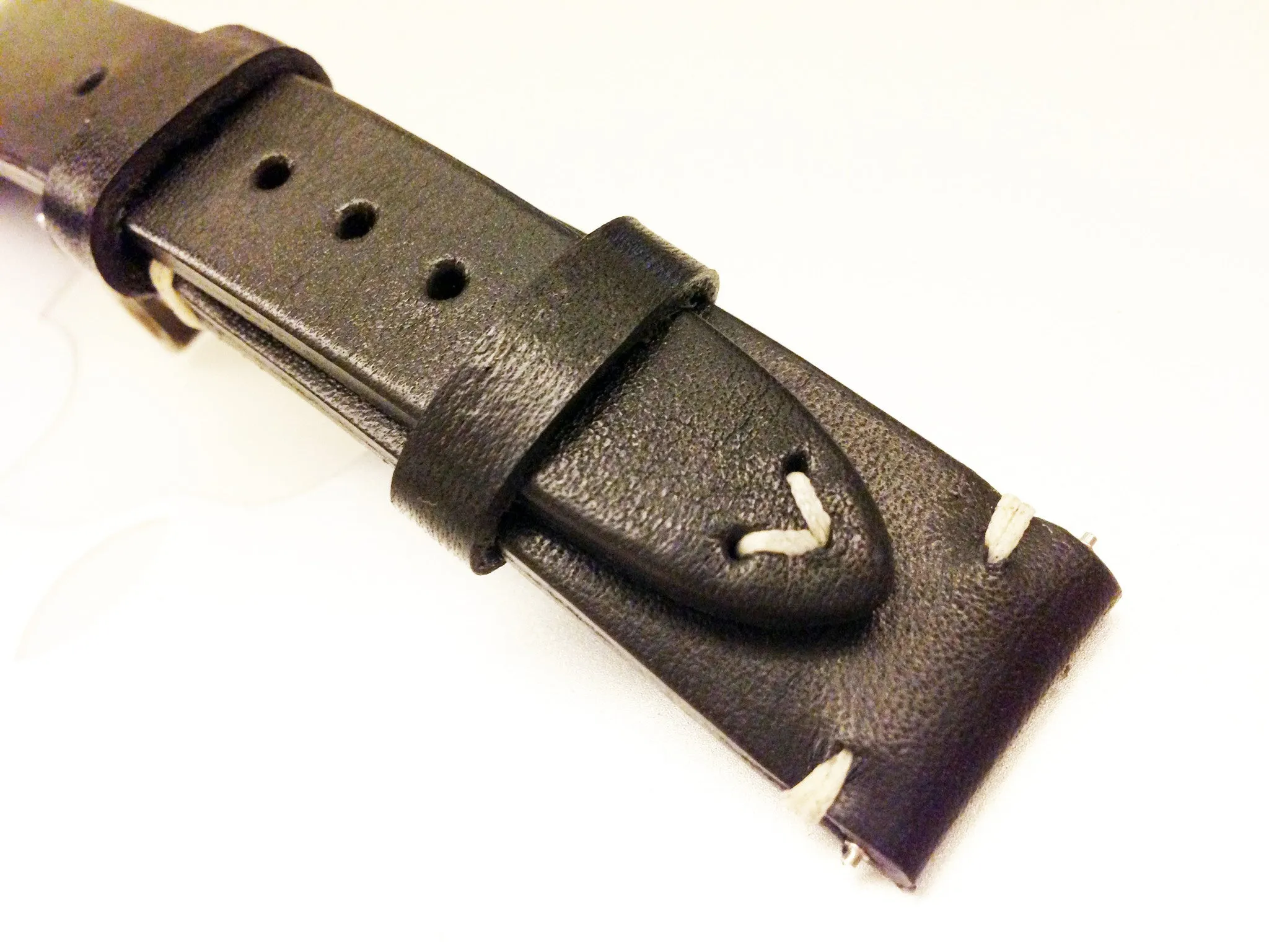 Black Leather Watch Strap 18mm, 19mm, 20mm, Mens wrist watch band replacement, Leather Watch Bands, Christmas Gift idea