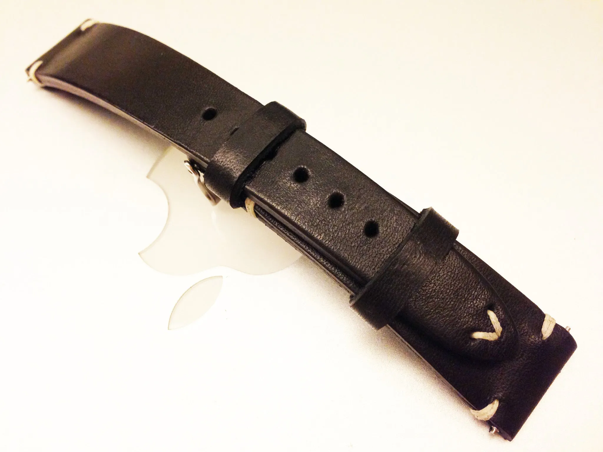 Black Leather Watch Strap 18mm, 19mm, 20mm, Mens wrist watch band replacement, Leather Watch Bands, Christmas Gift idea