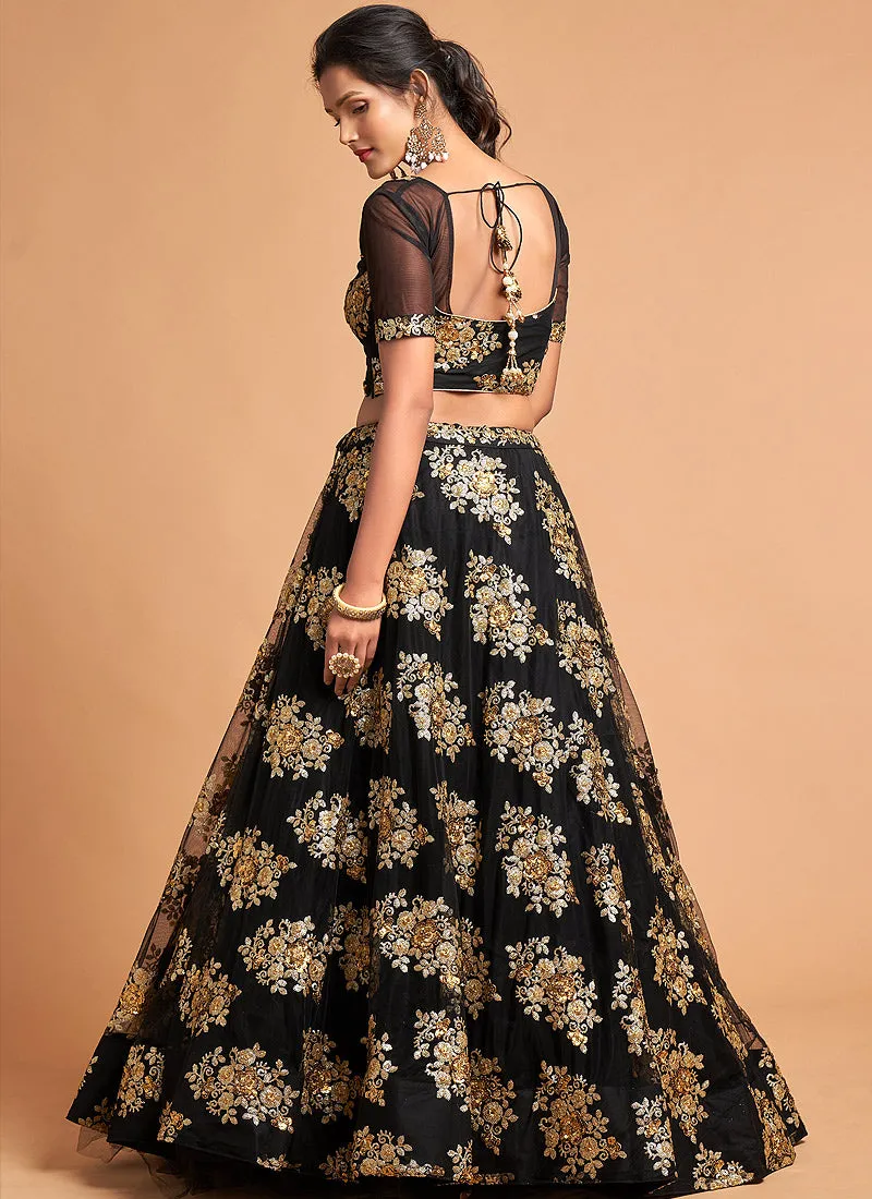 Black Motif Embroidered Designer Lehenga Choli