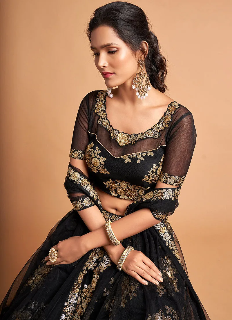 Black Motif Embroidered Designer Lehenga Choli
