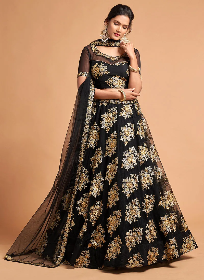 Black Motif Embroidered Designer Lehenga Choli