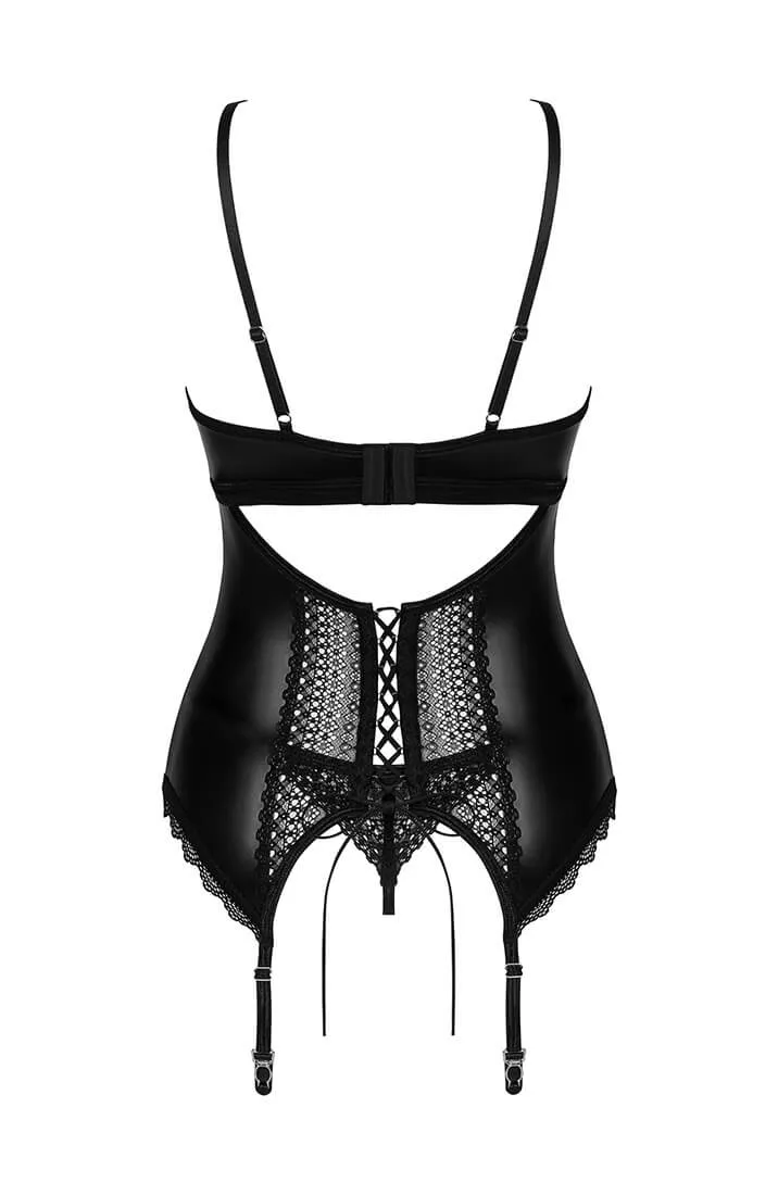 Black wet look bustier set - COAX Deluxe Vibes