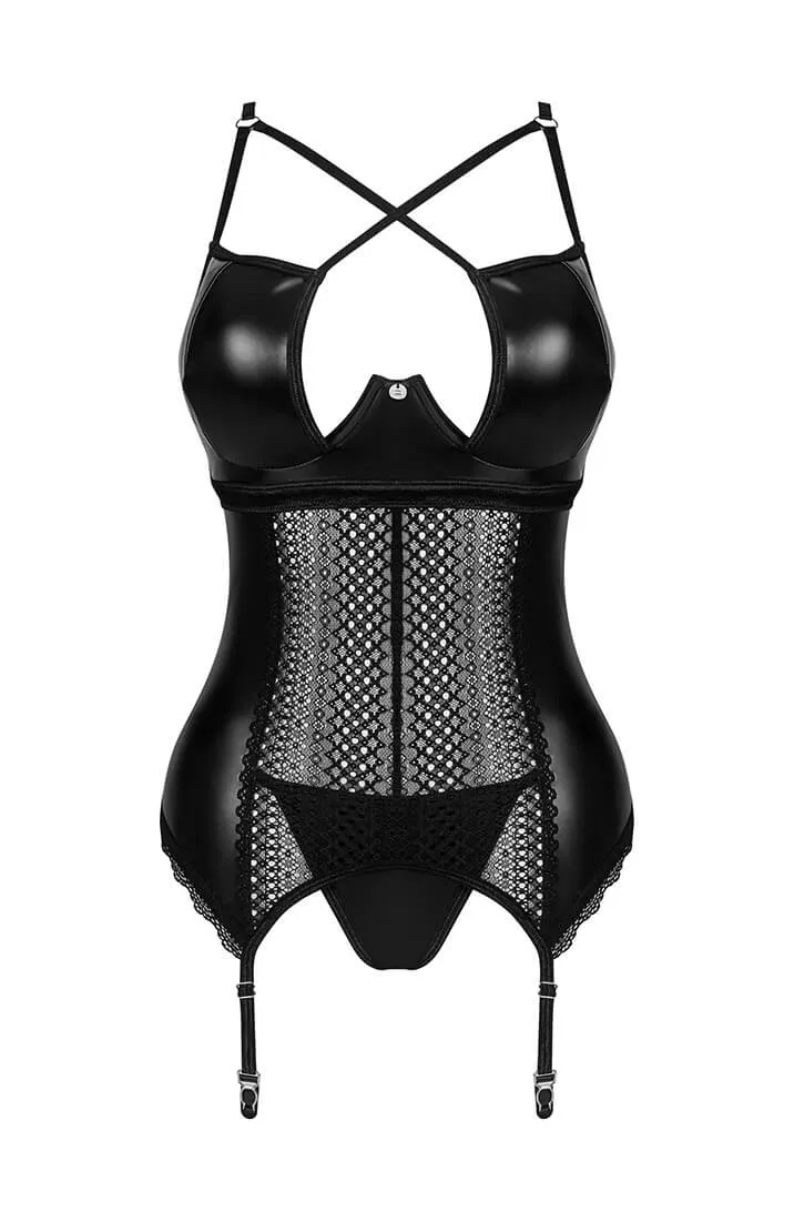 Black wet look bustier set - COAX Deluxe Vibes