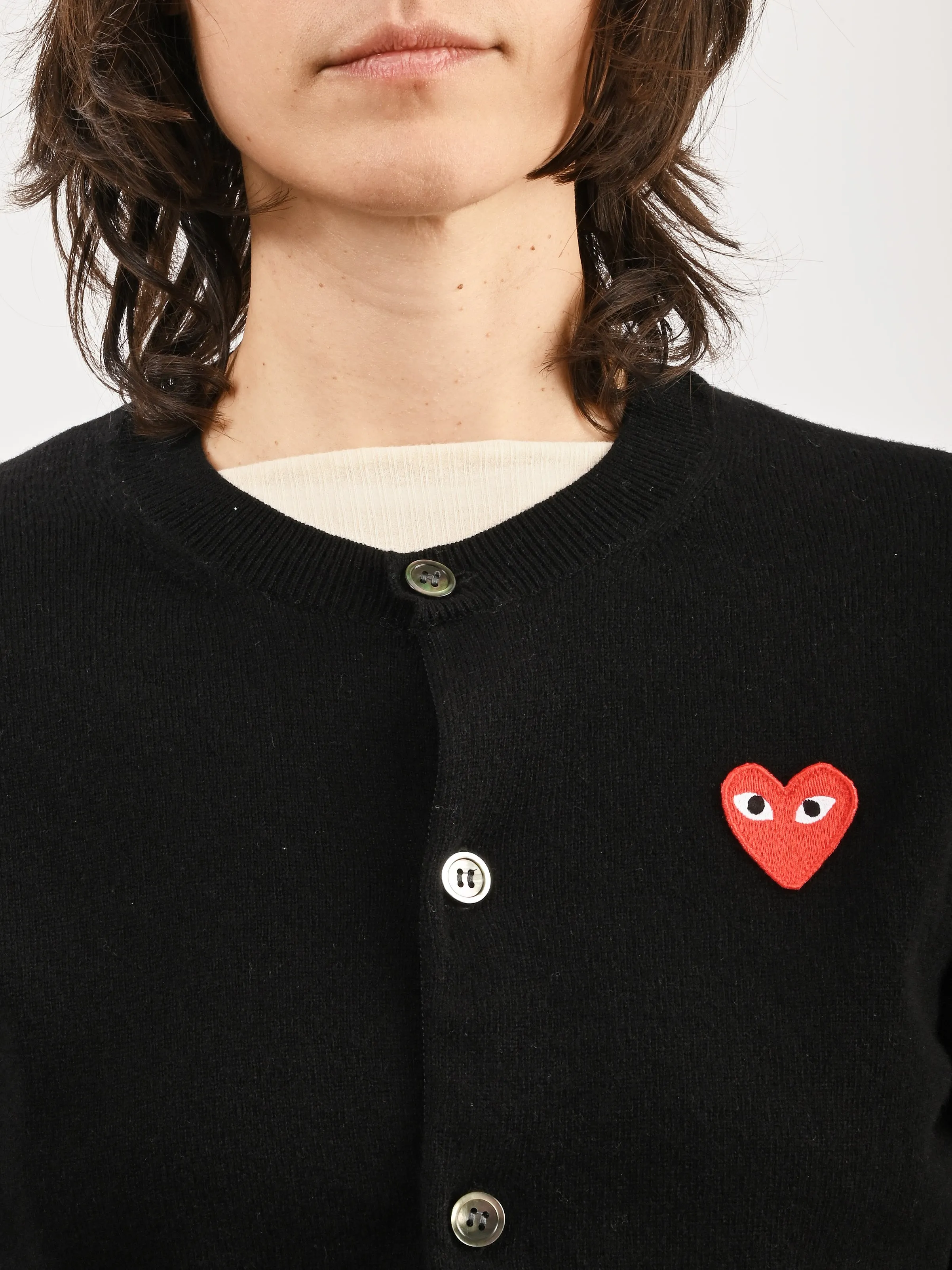 Black/Red Heart Play Cardigan