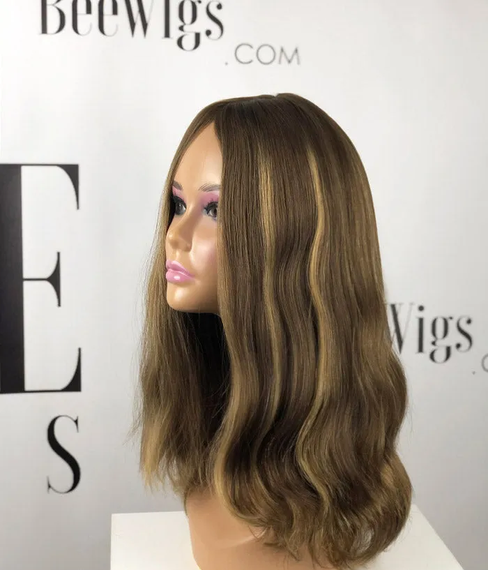 Blonde Wig With Highlights Virgin Human Hair Silk Top Wig